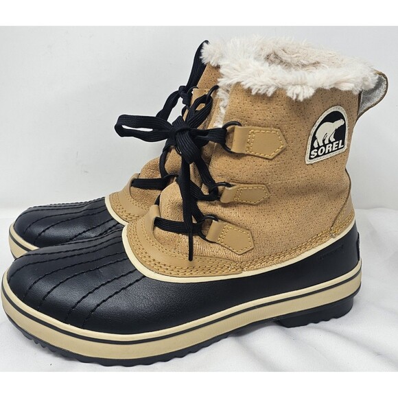 Sorel Women’s Size 8 Tivoli Waterproof Duck Fleece Leather Winter Boots Tan - Picture 1 of 16